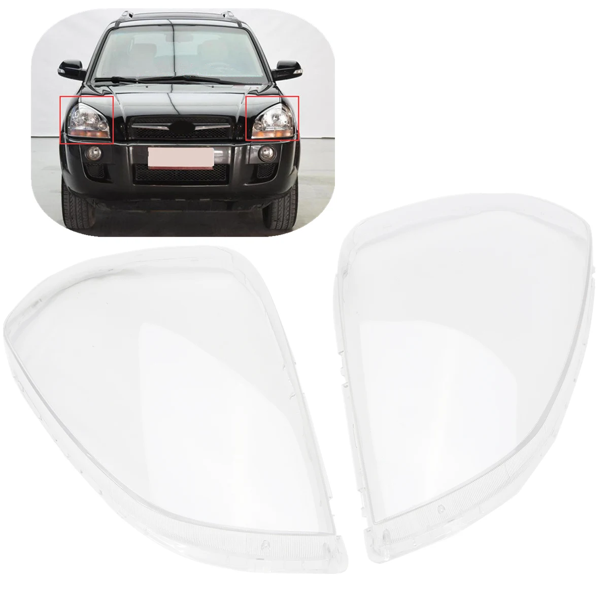 

1Pair Car Light Clear Lens Automobile Headlight Cover Shell Left right SIde For HYUNDAI TUCSON 2005-2009