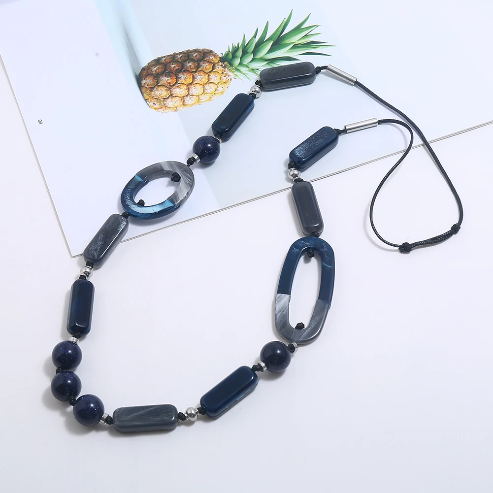 Винтажная длинная веревочная цепочка акриловая с кулоном женское Ювелирное