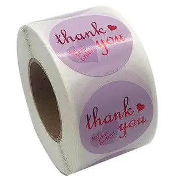 

3.8cm Purple Thank You Stickers for your order Paper Label Stickers for Business Packaging Envelope Seals Stationery Sticker