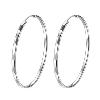 Genuine 925 Sterling Silver Earrings, 5cm Fashion Big Earrings For Women Charm Jewelry Gifts