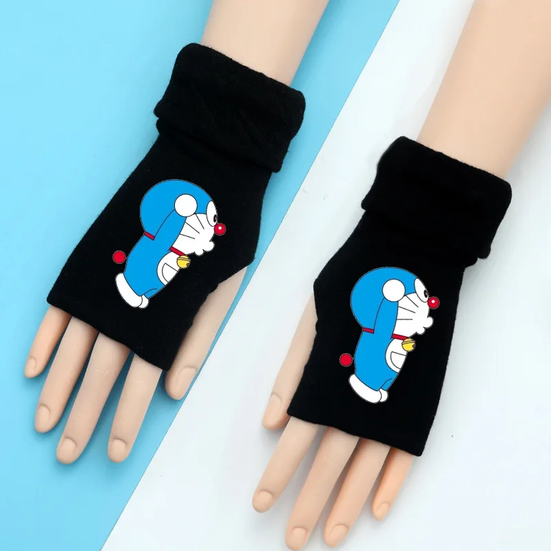 Doraemon аниме вязаные перчатки хлопок теплые половина пальцев запястья варежки Мода Косплей Реквизит аксессуары подарок зима