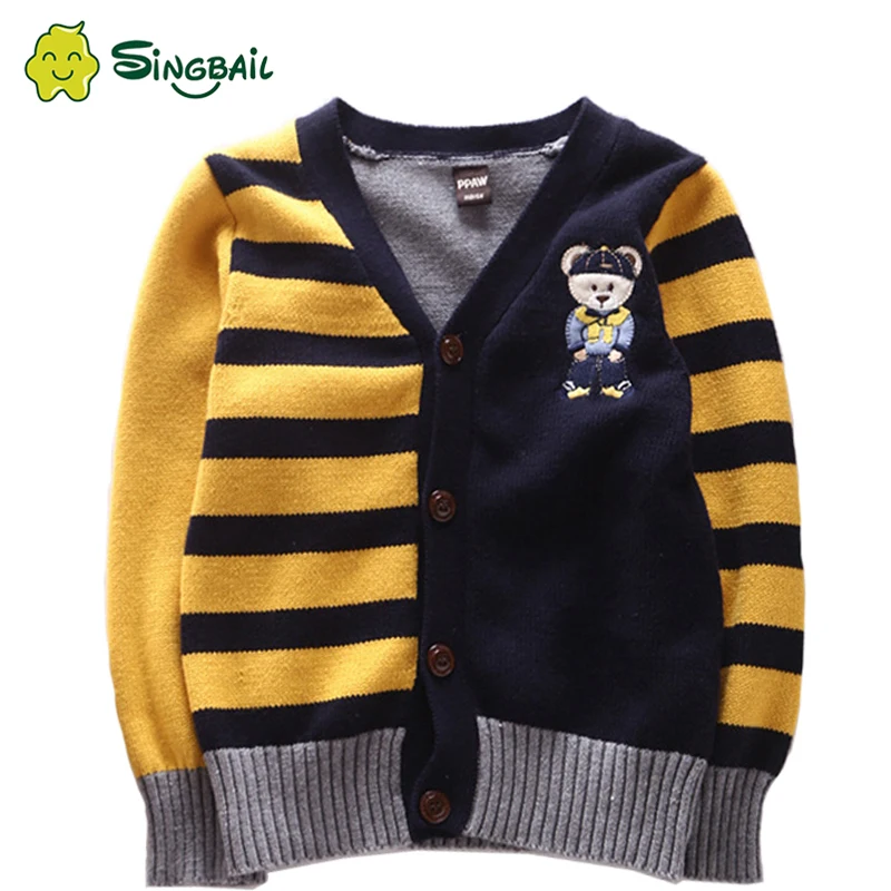 

2020 Children'S Cardigan Autumn Winter Cotton Sweaters Knitted Tops Kids Pullover Clothes Children Cartoon Warm Striped Clothing