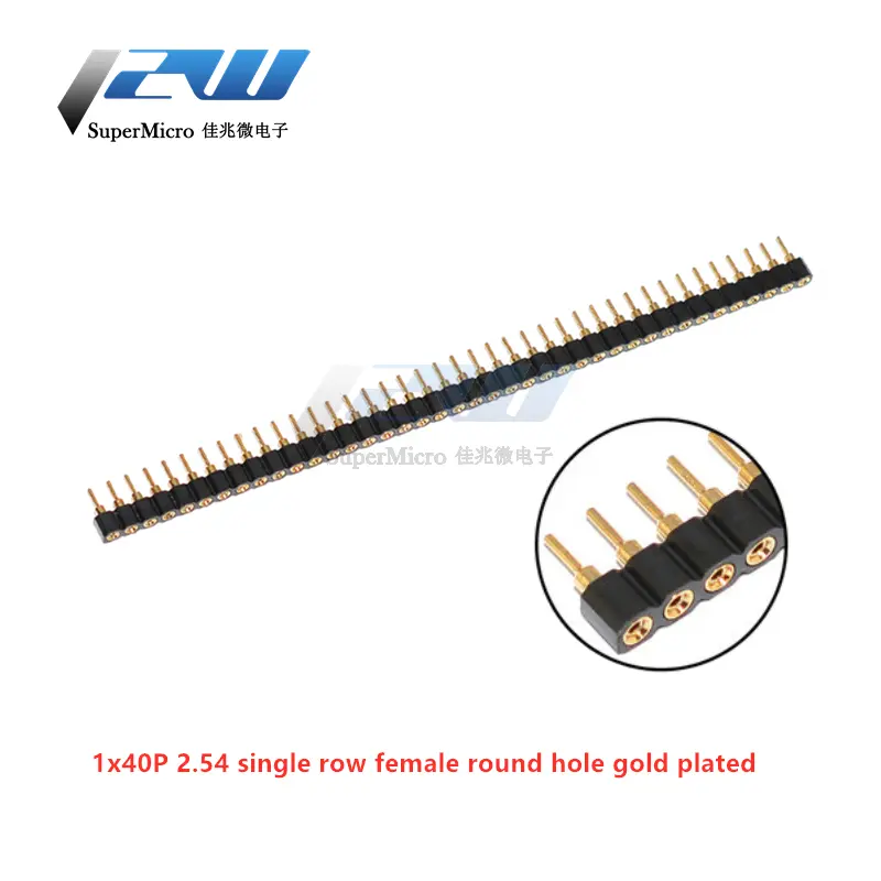 5 Pcs Round Hole Pin Header 2.0MM/2.54MM Pitch Row Female/Male, Single Row 1x40P Row 2x40P Double Row Pin Round Pin Gold Plated image 7
