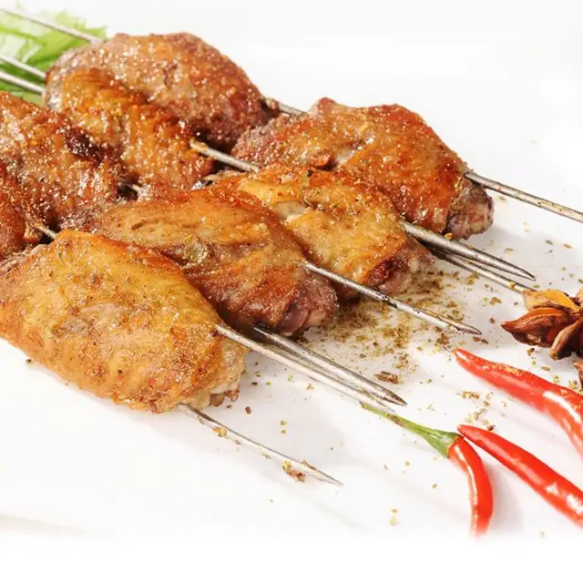 5Db Rozsdamentes Acél Nyársai Univerzális Grillnyújtók Kebab Nyársok Bbq Kemping Lapos Villák Kültéri Piknik Szerszám - Image 6