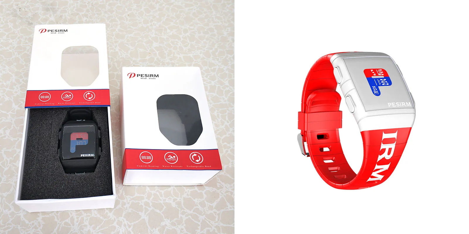 Мульти-часовой пояс мужские часы квадратный бренд повседневные спортивные цифровые водонепроницаемые наручные часы для мужчин Роскошные модные силиконовые часы Новые - Цвет: white red red-box