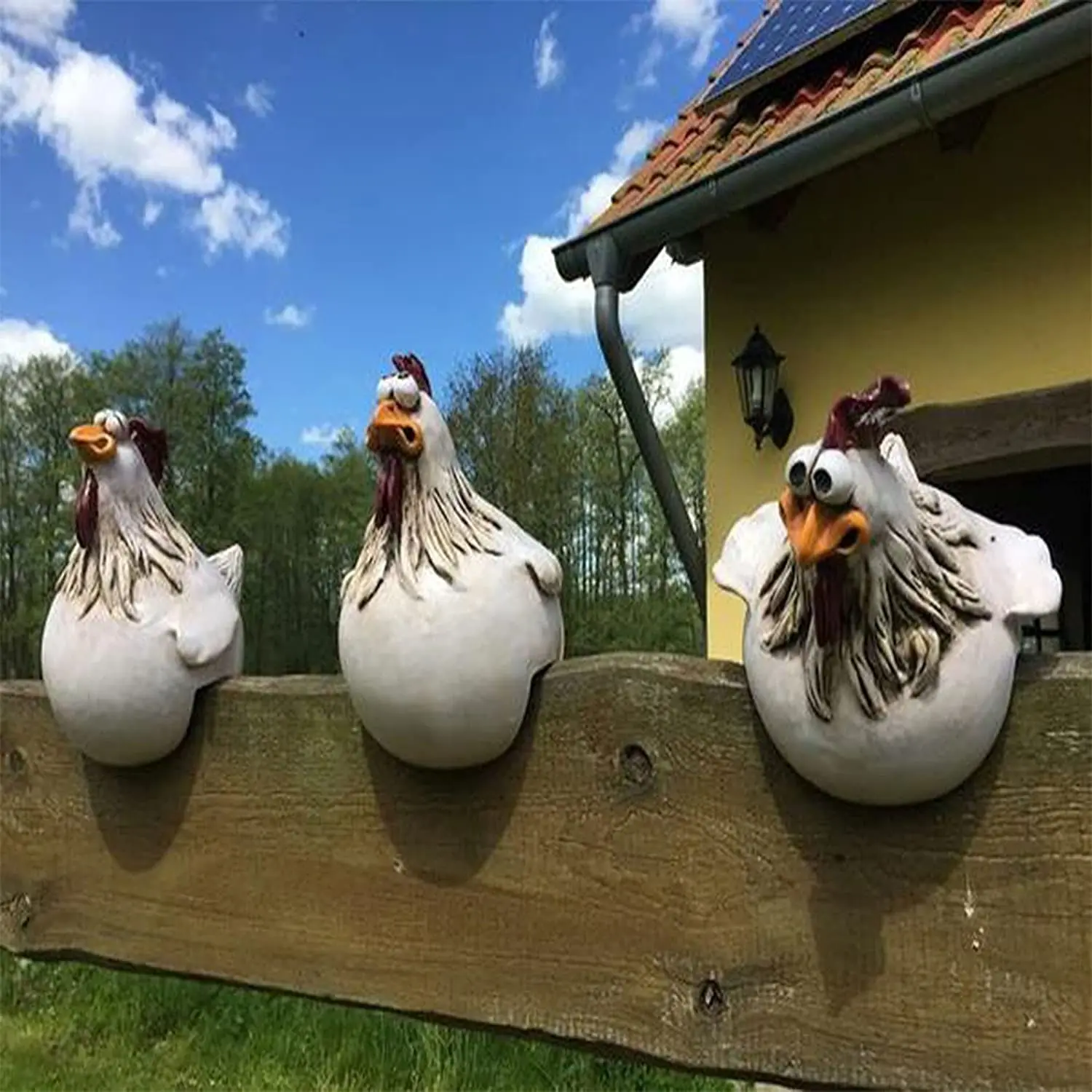 Resin Chicken Fence Decor Resin Home Decoration Chickens Decoration Resin Sculpture