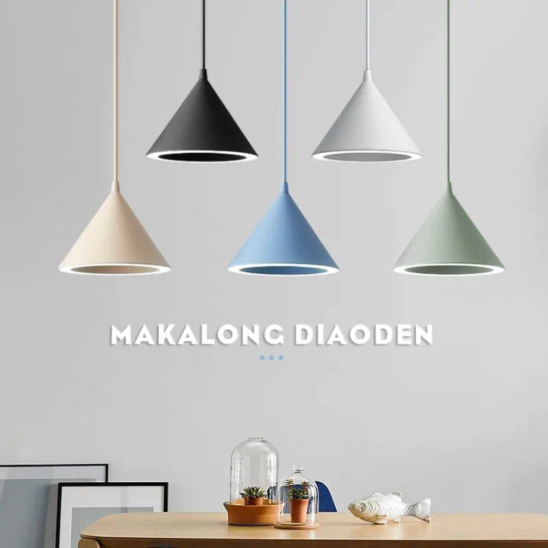 

Minimalist Conic Geometric Macarons Pendant Light Morden Colorful Livingroom Pendant Dinning Room Light Home Decor Hanging Light
