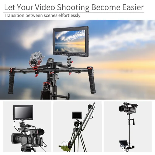FEELWORLD DSLR 카메라 필드 모니터, 4K HDMI HD 비디오 지원, 슬림 IPS, 1280x800, 1080p 품질 모니터, 차양 포함, FW759, 7 인치 3