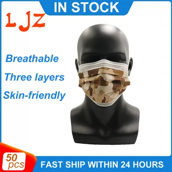 

Mask Disposable Gray camouflage pattern Non-woven fabric 3 Layer Ply Filter Mask mouth Face mask Breathable Earloops Masks