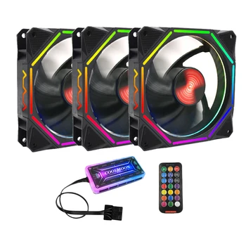

COOLMOON Rgb Computer Chassis Fan, 12cm Ultra-Quiet Color Light-Emitting Desktop Computer Host Cooling Fan Cpu Chassis Fan(3Pcs)