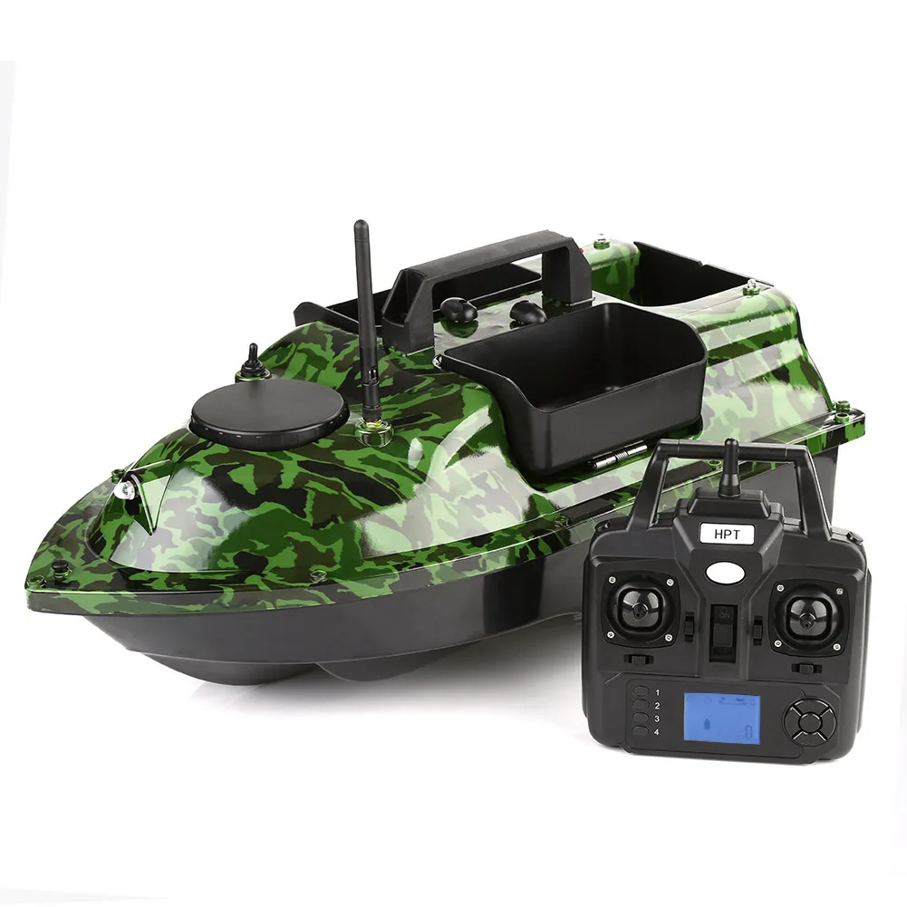 VERY100 500M Wireless RC Camo Bait Boat Hook/Bait Post 3 Hoppers 2 Motors,LCD Sensor Fishfinder,Bag,Batteries for Carp Fishing