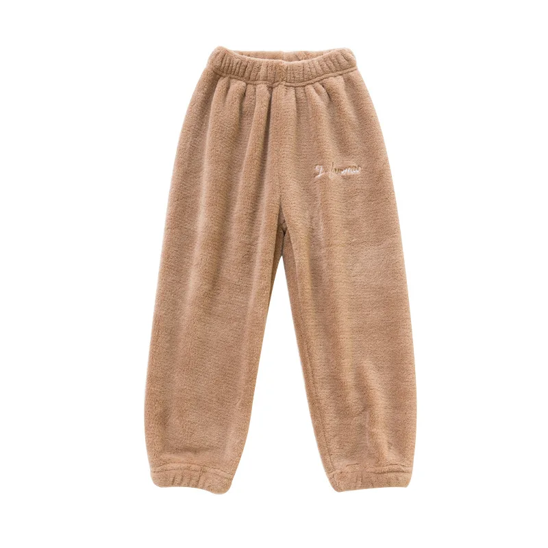 Осенне-зимние теплые флисовые штаны для мальчиков и девочек Детские теплые домашние штаны