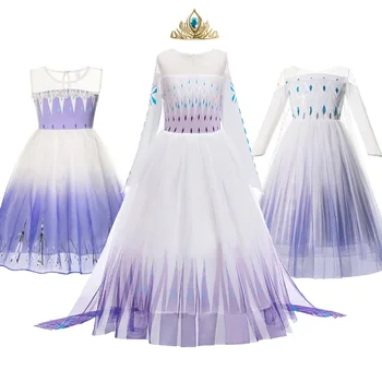 

VOGUEON Elsa Dress for Girls New Elza 2 White Color Princess Fancy Costume Children Snow Queen Halloween Birthday Party Frocks