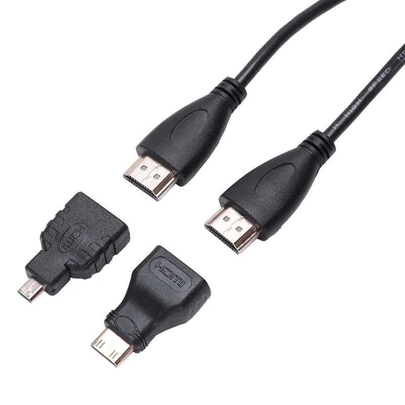 3 в 1 HDMI к Mini и Micro HDMI V1.4 конвертер адаптер кабель черный