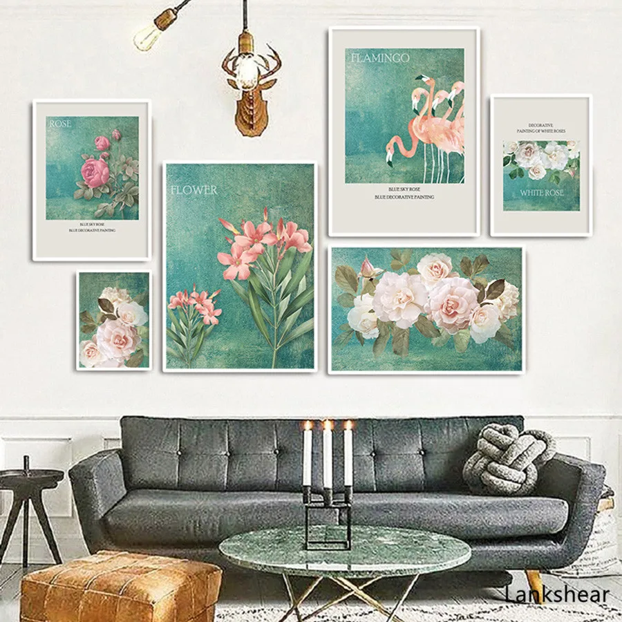 Wall Flower Pictures Painting Printing on Canvas Decoratives Art Vintage Posters and Prints Modern Dining Room Bedroom Decor | Дом и сад