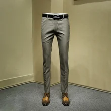 Мужские длинные официальные брюки, молодой человек, хаки, осенний костюм, брюки, офисные брюки, мужские брюки, облегающие брюки для мужчин размера плюс 36