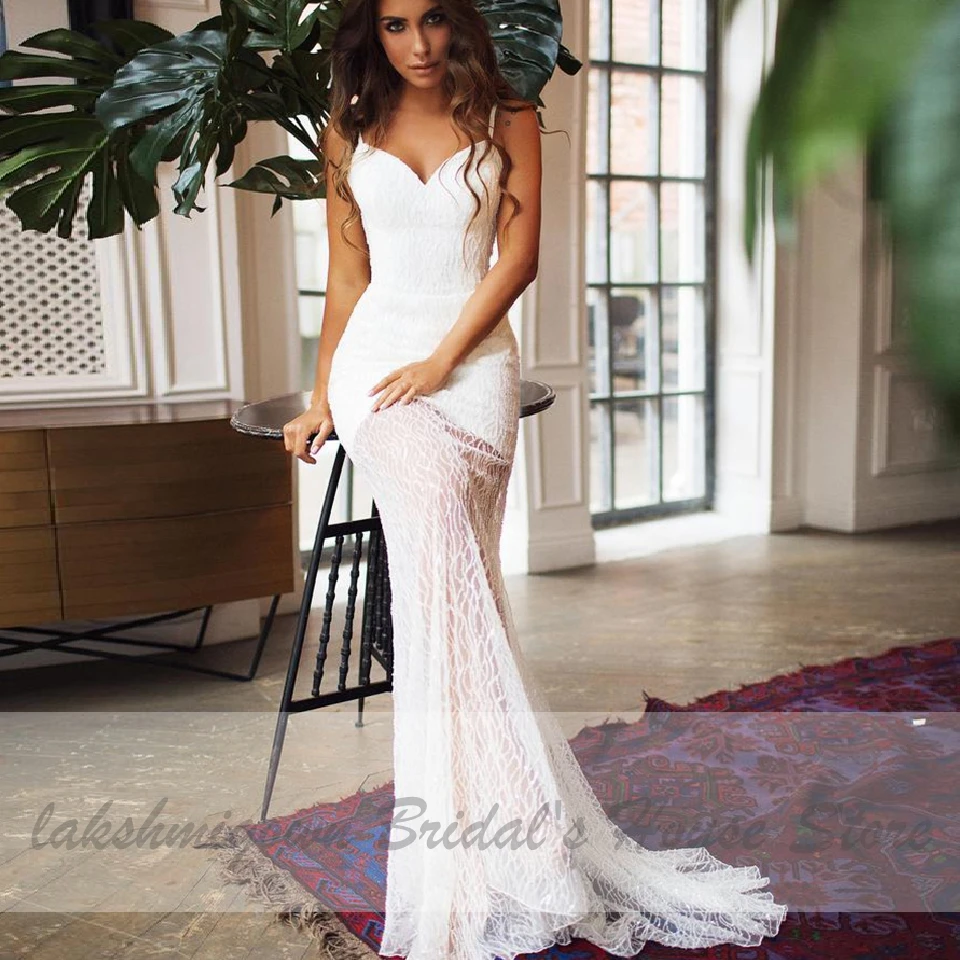 Lakshmigown Элегантное свадебное платье Vestido de Noiva 2 em 1 блестящие сексуальные свадебные платья Русалка для невесты со съемным шлейфом