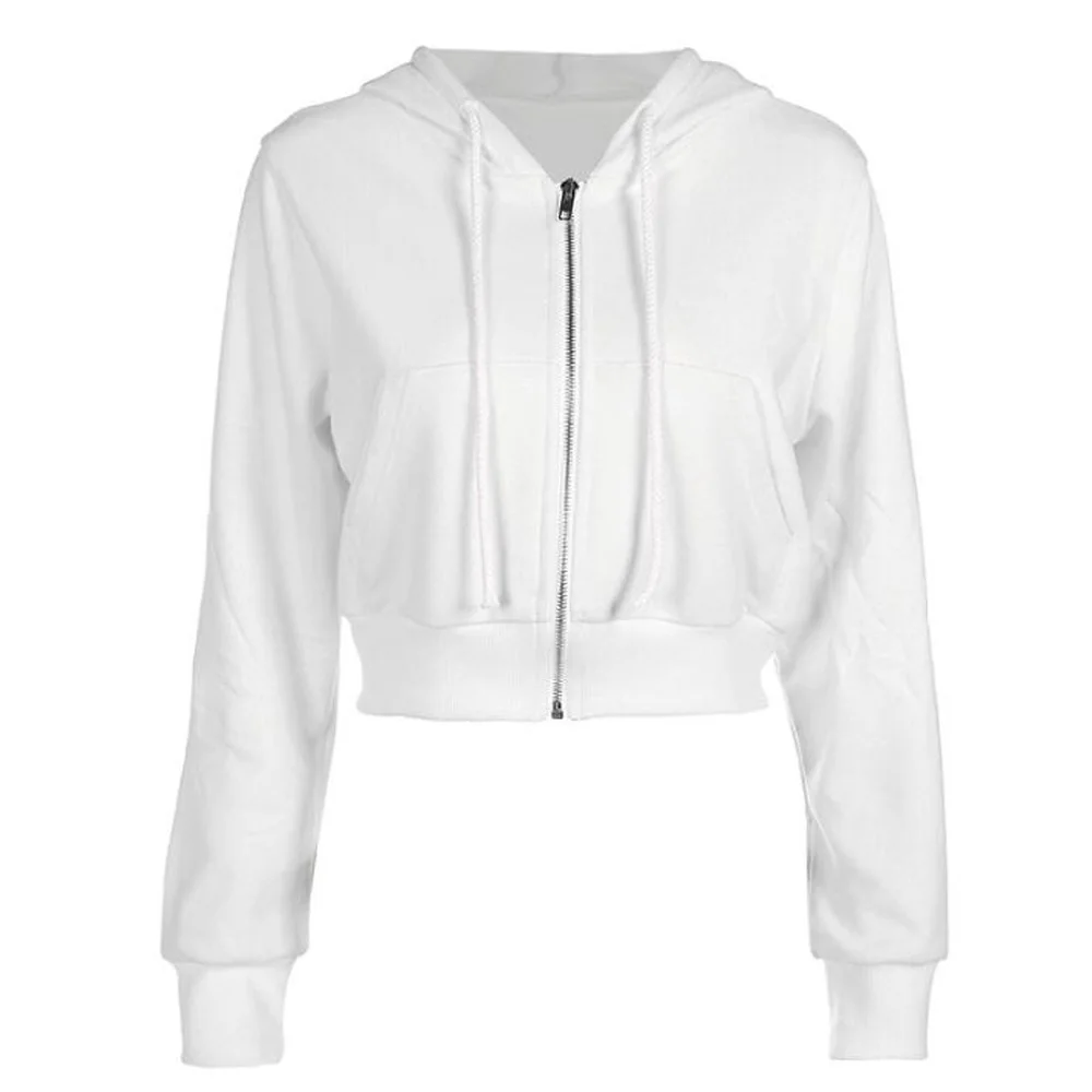 Crop white zip hoodie Clearance