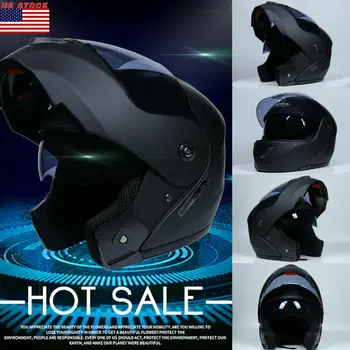 

Black Fully Open Modular Flip Double Visor Motorcycle Street Helmet Double Lens Uncovering Racing Helmet
