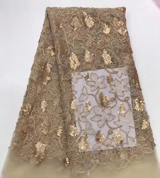 

newest muti color sequin Modern design French net lace fabric African sequins lace embroidery tulle lace fabric for party dress