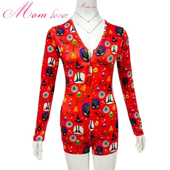 

2020 Polyester Fabric Deep V-Neck Cartoon Sexy Halloween Bodysuit Sleepwear Plus Size Jumpsuits Onsies Pjs For Woman Wholesale