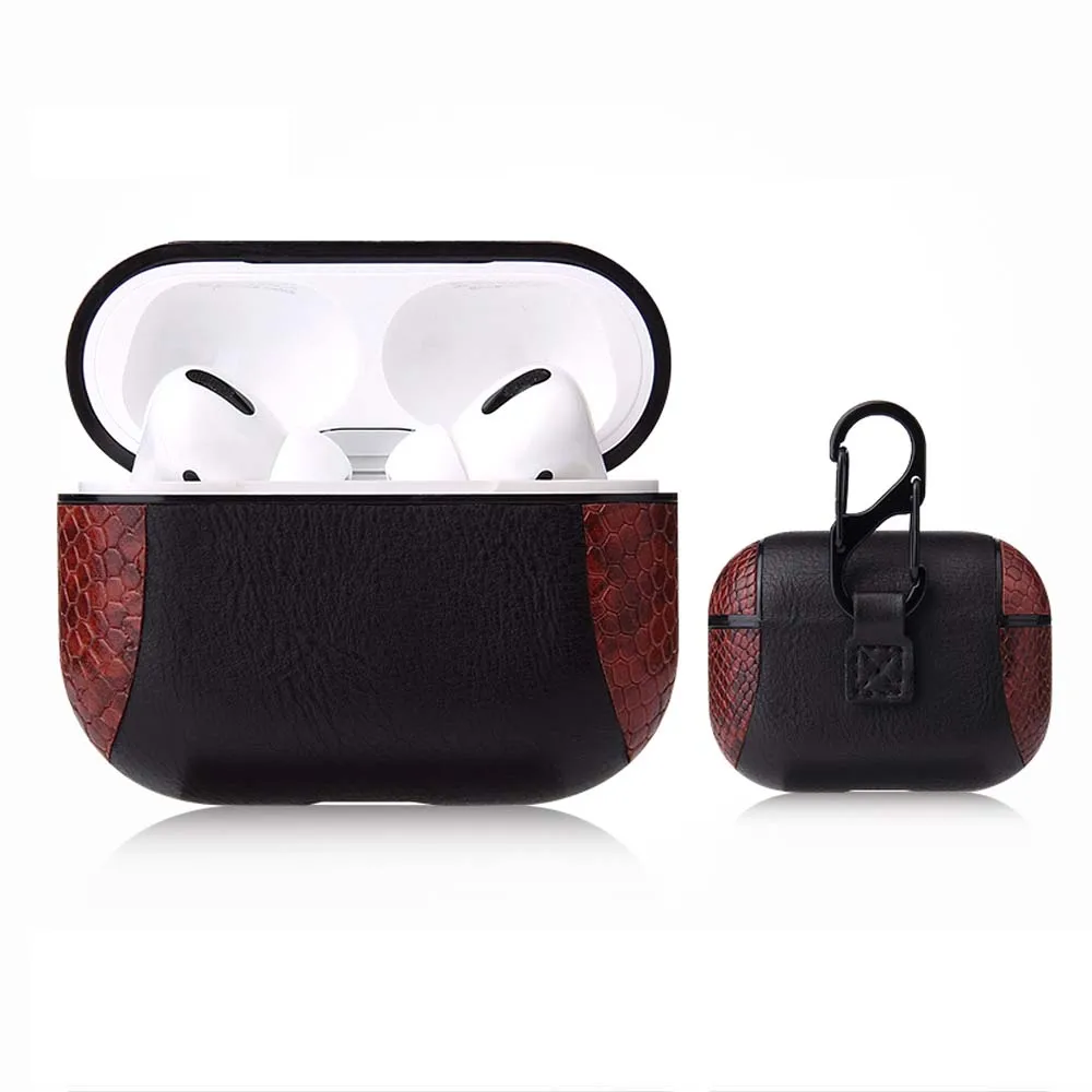 A-Coffee JINSERTA роскошный из искусственной кожи чехол для Airpods Pro змеиная кожа Bluetooth Беспроводные наушники с брелком для Airpods - Цвет: A-Coffee