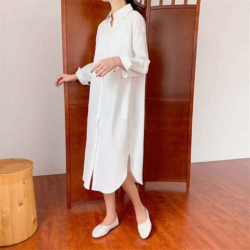 Autumn Cotton Women's White Blouse Shirt 2020 Plus Loose Blouse Long Sleeve Chic Office Lady Female Shirts Women Top (6)