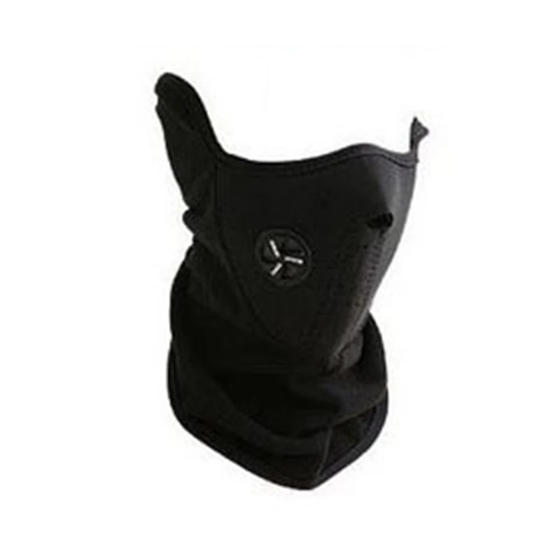 Защита шарф для шеи, флисовый теплый велосипед, полулицевая маска, защита от капюшона, лыжная маска для занятий спортом сайклингом и бегом, уличная зимняя велосипедная лицевая крышка - Цвет: Black