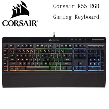 

Corsair K55 RGB Gaming Keyboard IP42 Dust Water Resistance 6 Programmable Macro Keys Dedicated Media Keys Detachable Palm Rest