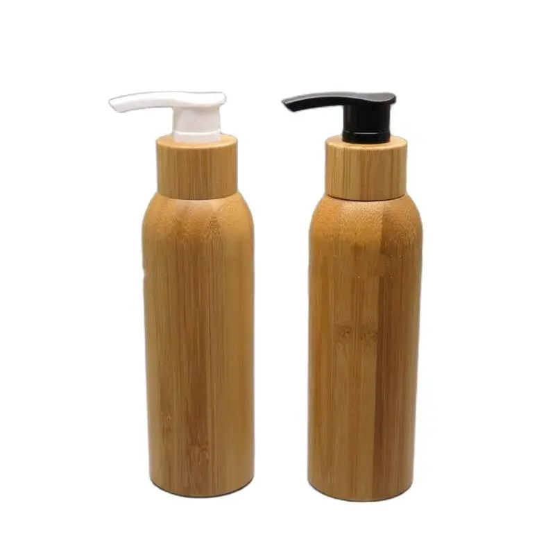 120ML Bamboo Lotion Pump Bottle 4.2OZ Empty Cosmetic Shampoo Refillable Bottles Latex Emulsion