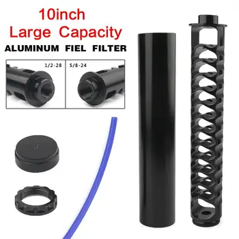 

10 inch Spiral 1/2-28 5/8-24 Single Core Black Aluminum Tube Car Fuel Filter Solvent Trap For NAPA 4003 WIX 24003 Filters
