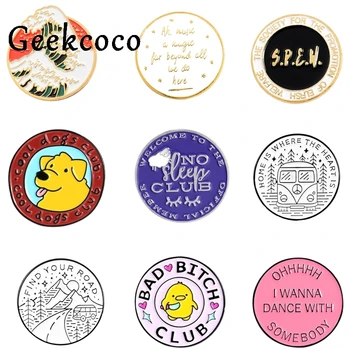 

10pcs/lot J1296 Geekcoco Cartoon Animals Metal Brooch Collar Rond Pin Jeans Shirt Handbag Badges on Backpack Pins
