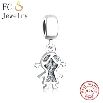

FC Jewelry Fit Original Brand Charms Bracelet Authentic 925 Silver Little Baby Girl Pendant Beads For Making Berloque 2020 DIY