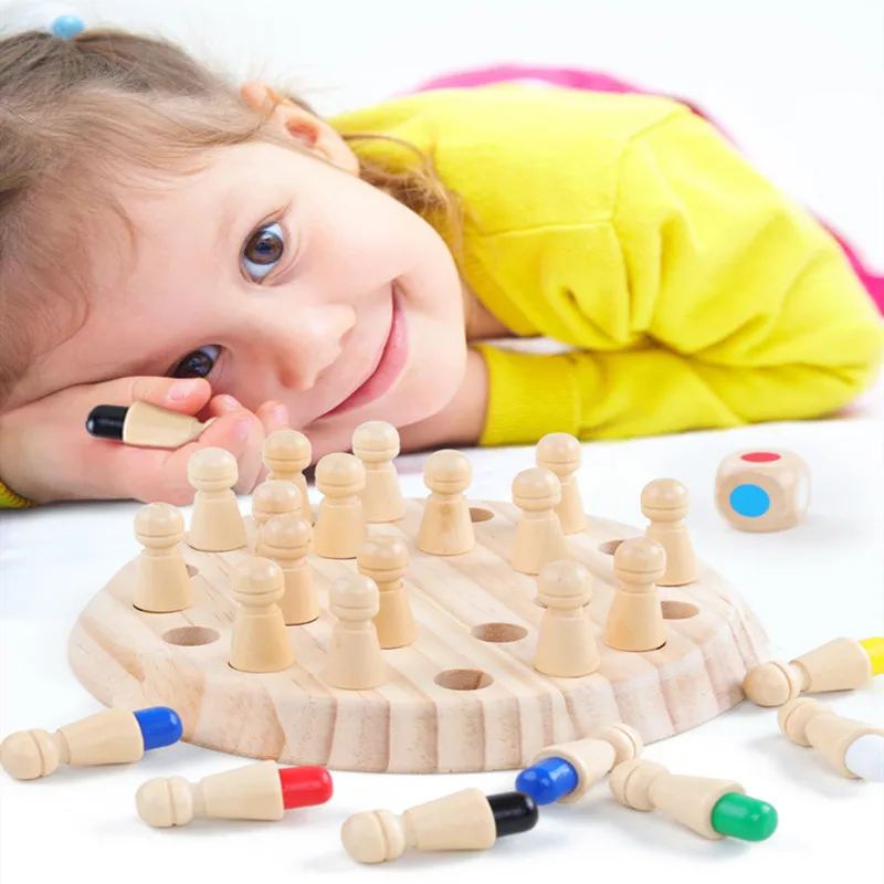 

Wooden Memory Match Stick Game Fun Block Board Game Block Board Game Educational Color Cognitive Ability Toy Kids Party Game