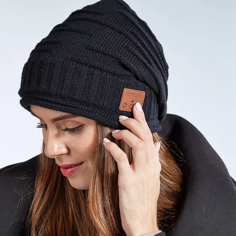 Bluetooth Beanie Hat Music Knit Hat Cap with Speakerphone Stereo Headphone Music Hat Skullies Unisex Cool Knitted Cap