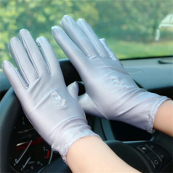 

1Pair Fashion Summer Women's Spandex Short Elastic Embroidered Sunscreen Gloves Female UV-Proof Sun Protection Driving Gloves