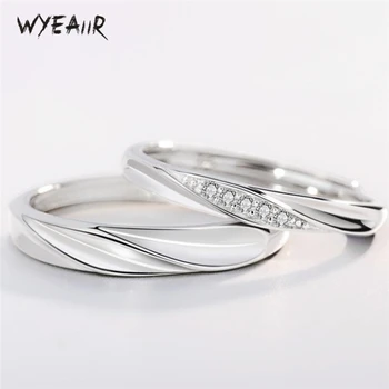 

WYEAIIR Couple Gift Sweet Romantic Personality Shiny Cool 925 Sterling Silver Female Resizable Opening Rings