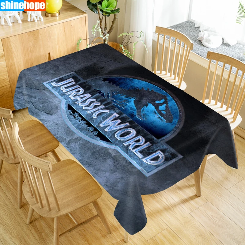 Custom Jurassic Park Table Cloth Holiday Party Waterproof Oxford Fabric Rectangular Tablecloth Home Party Tablecloth 3