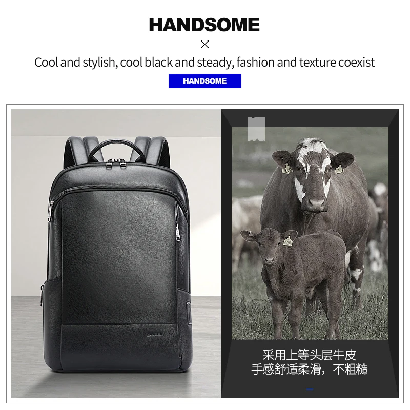 Zaino da uomo BOPAI zaino per Laptop sottile in vera pelle per zaini da  lavoro impermeabili da ufficio da 15.6 pollici Mochila - AliExpress Luggage  \u0026 Bags