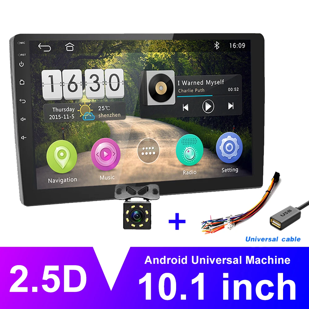 With 8 IR Camera AMPrime Android автомобильный радиоприемник 10," 2 Din Автомобильный мультимедийный 2G+ 16G Авто Стерео Gps WiFi навигация Bluetooth видео плеер камера заднего вида - Цвет: With 8 IR Camera