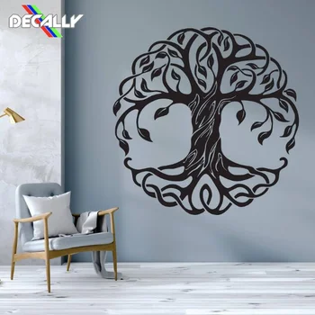 

Tree Wall Sticker Removable Tree Of Life Wall Decal Mandala Circle Trees Vinyl Wall Mural Home Decoration Yoga Wall Art FOX-HO35