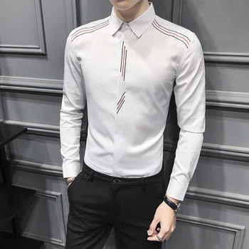 

Fashion Casual Long Sleeve Slim Fit Men's Shirt Camisa Masculina Casual Button-Down Shirt Formal Dress Shirts Male Top Clothes