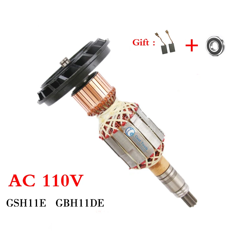 AC110V 7teeth Armature Motor Rotor Replace for Bosch GSH11E GSH 11E GBH11DE Rotary Hammer Power Tool Spare Parts