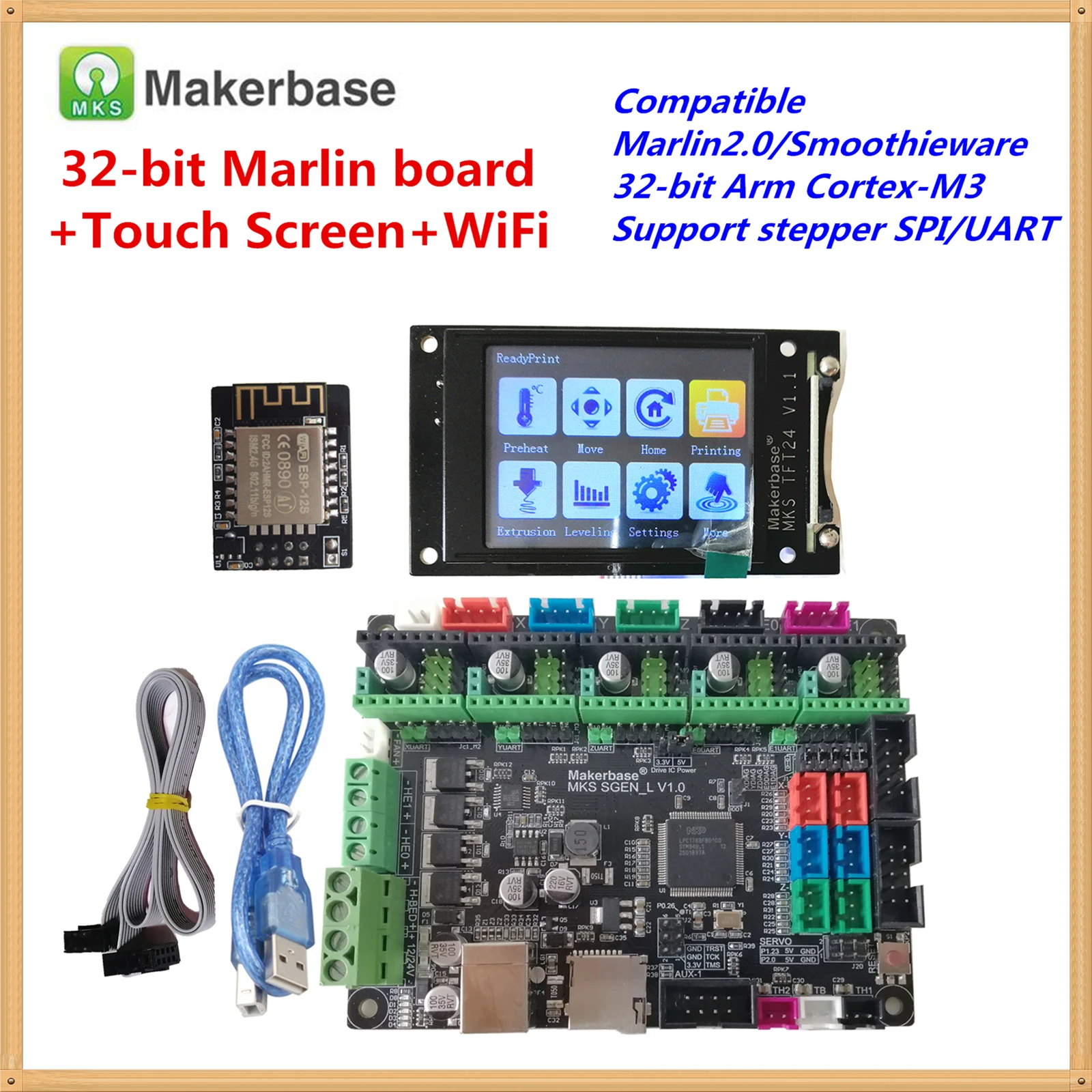 Совместимый Сенсорный Экран Marlin2.0 Smoothieware MKS SGEN_L + TFT24 модуль Wi Fi аналог 3D принтера