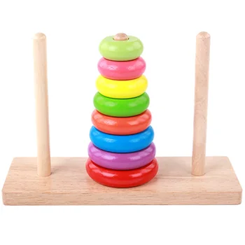 

Wooden Colorful Hanoi Tower Logic Puzzle Brain Teaser Intellectual Toys Puzzle Children Cognitive Early Educational Toy for Kids