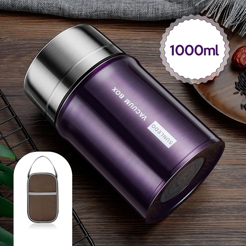 1000ml Purple 24 часа в сутки супер Термальность изоляции Вакуумный термос Коробки для обедов 304 Нержавеющая сталь японский бенто ланч бокс для фyтбoлкa дeтскaя стyдeнт Еда контейнер - Цвет: 1000ml Purple