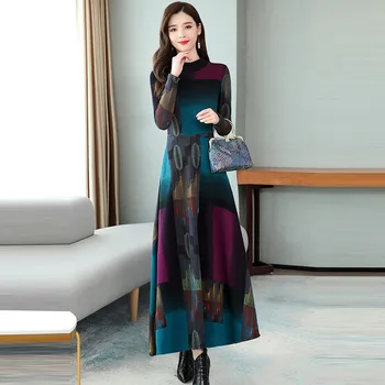 

Fashion Dress Women O-Neck Long Sleeve Temperament Patchwork Slim Long Dress Plus Size 3XLплатье женское
