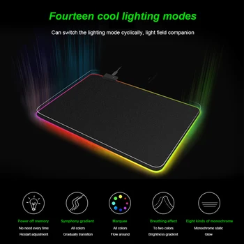 

Mouse Pad RGB Colorful Glowing Scratch Proof Extended Easy Clean Home Office Soft Gaming Non Slip USB Powered Rubber Base