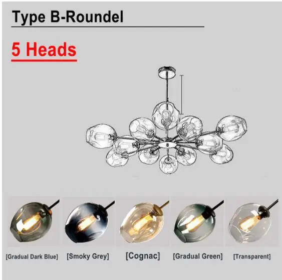 B 5 Heads Современный минималистичный люстра, домашний декор, подвесные светильники для столовой, ресторанное освещение, Креативные люстры для гостиной, для помещений - Цвет абажура: B 5 Heads