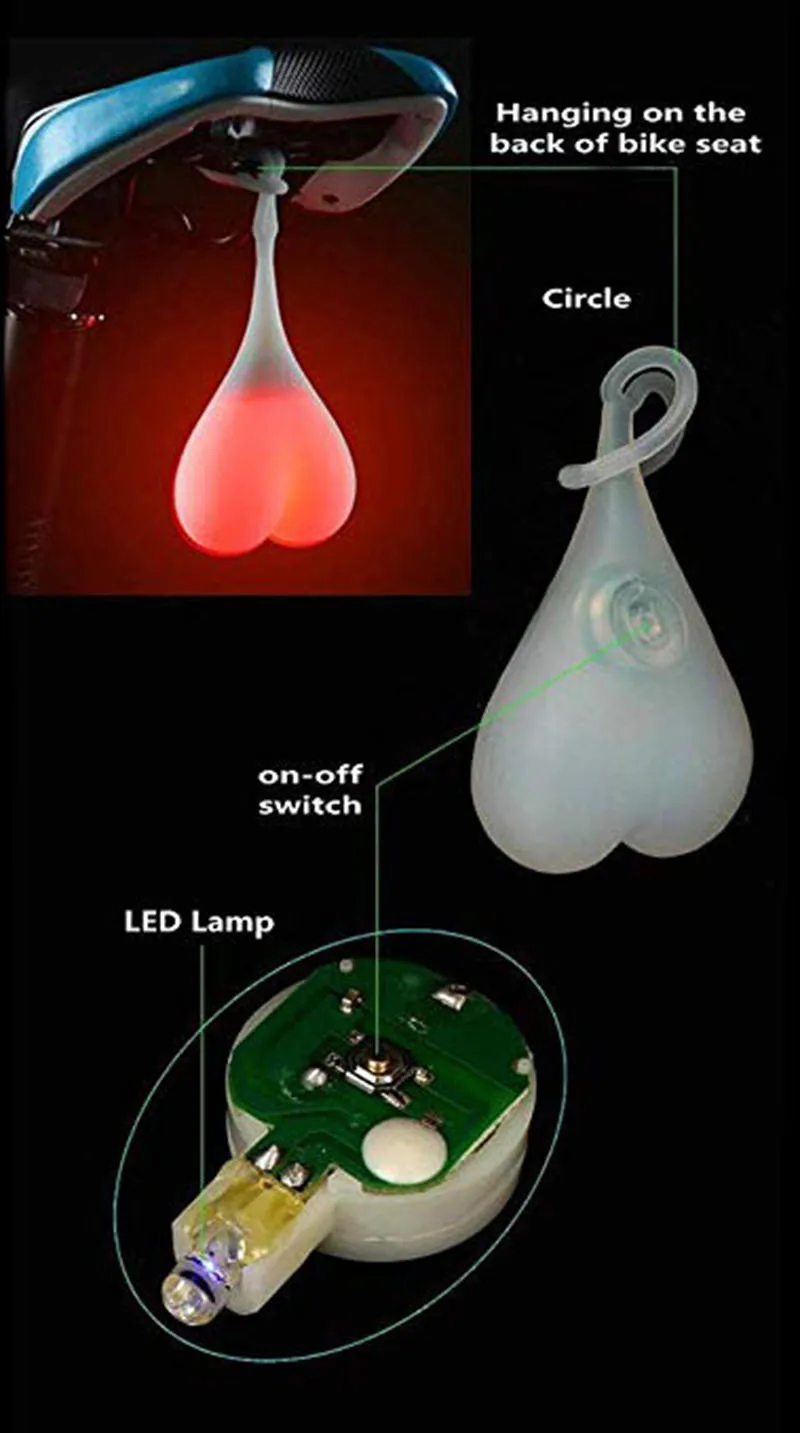 Top Cycling Egg Tail Creative Bike Waterproof Night Essential LED Red Warning Lights Bicycle Seat Back Lamp 5